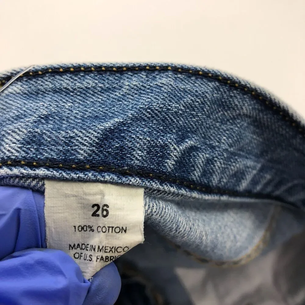 J.Crew 26 (Fit 32W) Cotton Cut Off Frayed Denim Jean Mid Rise 2.5